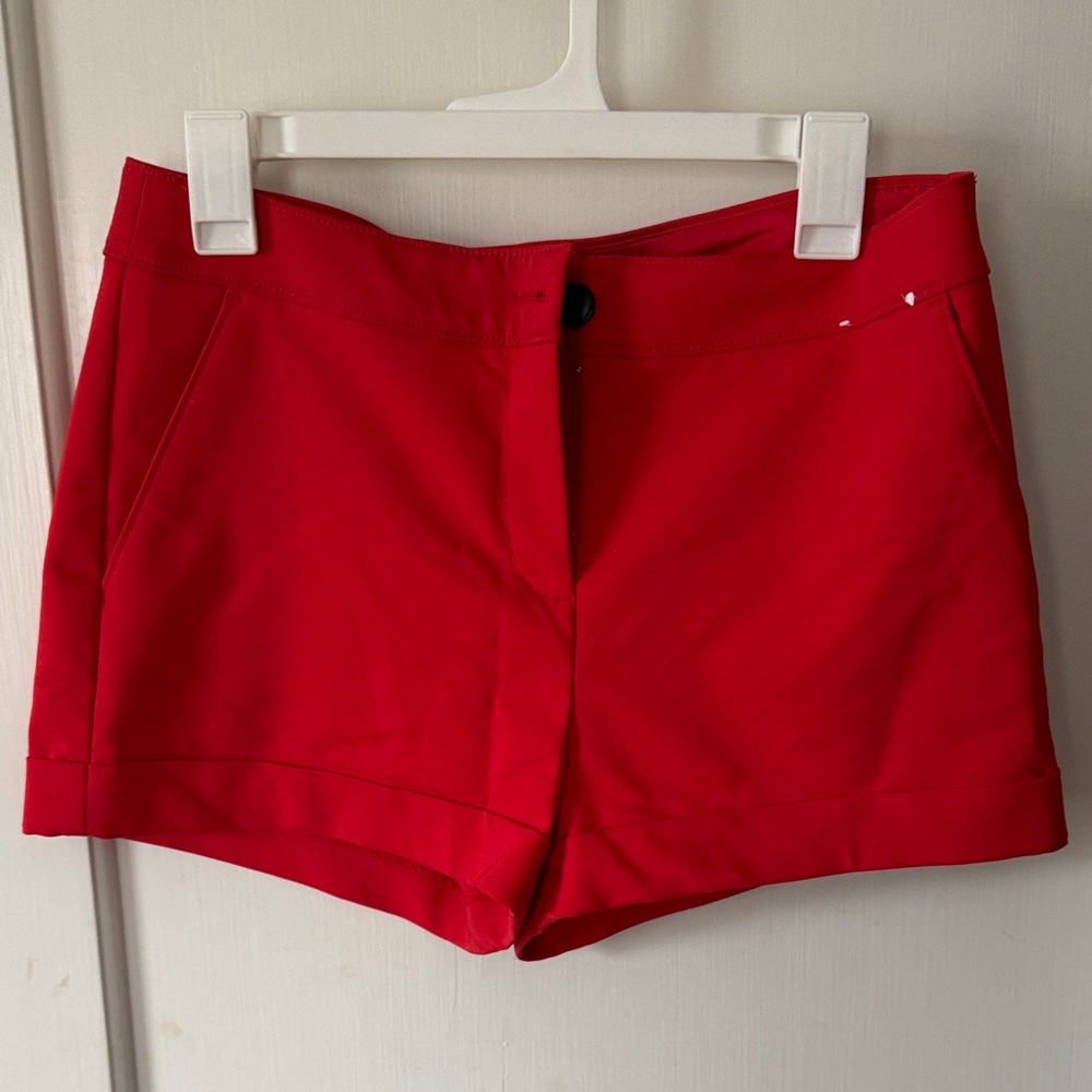 Express Bright Red High Waist Stretch Shorts